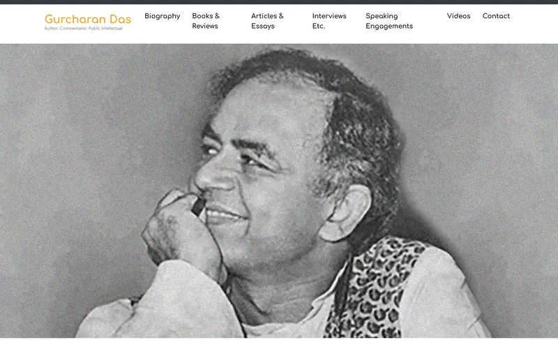 Homepage of gurcharandas.org, the website of author Gurcharan Das